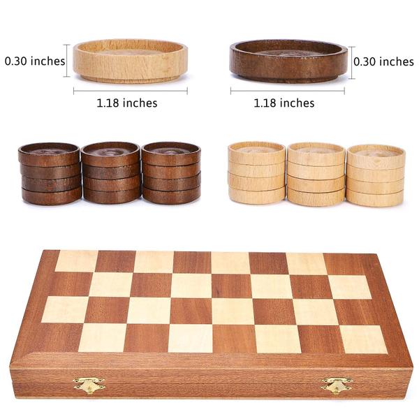 Vamslove 14 polegadas Damas dobráveis jogo de madeira, 8x8 x8 xadrez clássico xadrez internacional damas Placa 64 quadrado com peças de armazenamento slots (instruções incluídas) Imagem de Vamslove 14 polegadas Damas dobráveis jogo de madeira, 8x8 x8 xadrez clássico xadrez internacional damas Placa 64 quadrado com peças de armazenamento slots (instruções incluídas)