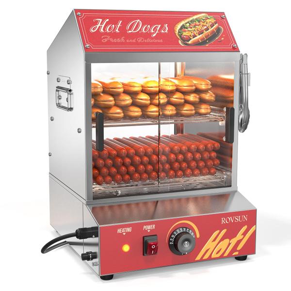 Imagem de Vaporizador de cachorro-quente ROVSUN 30L/31.7QT 175 cachorros-quentes e 40 pãezinhos