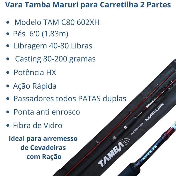 Imagem de Vara Carretilha Tamba Pesqueiro Maruri 80lb 1,83m 6'0 Pés