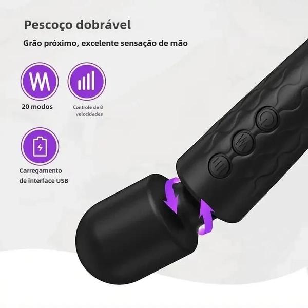 Imagem de Vara de Massagem Elétrica Portátil - 8 Velocidades e 20 Frequências para Relaxamento Muscular