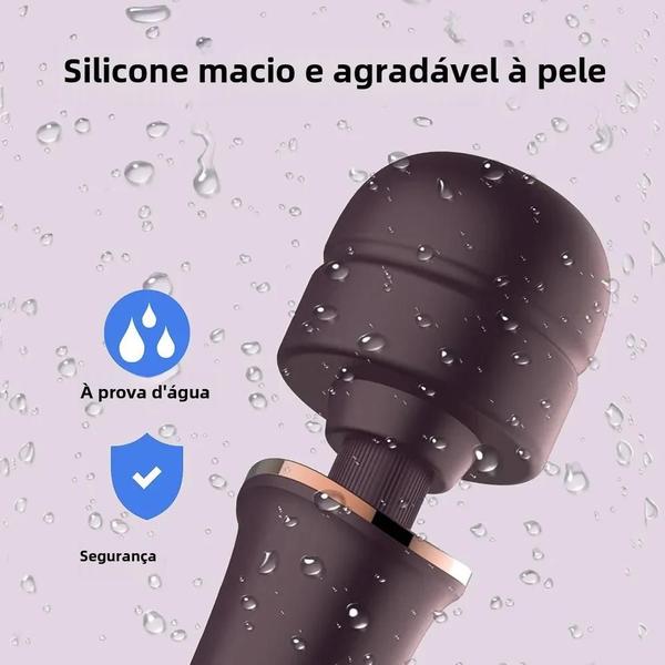 Imagem de Vara de Massagem Vibratória Multiuso de Silicone - 10 Frequências e 5 Velocidades - Carregamento USB