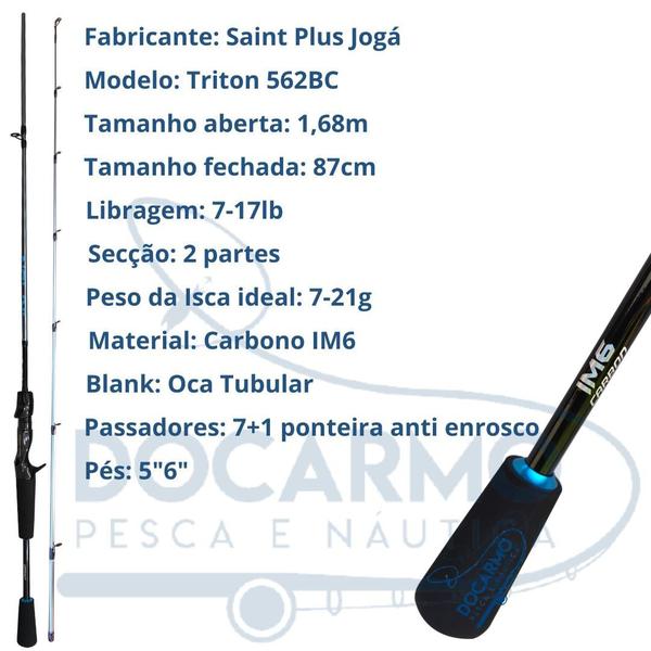 Imagem de Vara para Carretilha Carbono 17lb 1,68mts 2 Parte Saint Plus