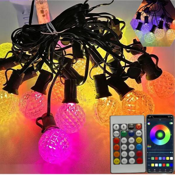 Imagem de Varal 20 LEDs Bolinha 6 Metros  USB 5V Cristalizadas Movimento RGBW Com Controle e APP TB1872