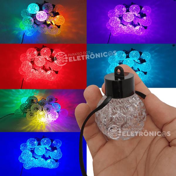 Imagem de Varal 6 Metros USB 20 LEDs Bolinha Cristalizada Efeito Multicolor RGBW Controle Por Som TB1872