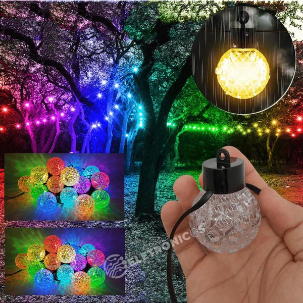 Imagem de Varal 6 Metros USB 20 LEDs Bolinha Cristalizada Efeito Multicolor RGBW Controle Por Som TB1872