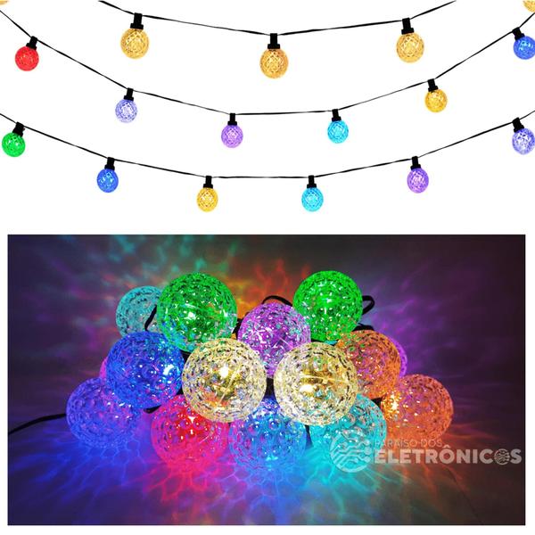 Imagem de Varal 6 Metros USB 20 LEDs Bolinha Cristalizada Efeito Multicolor RGBW Controle Por Som TB1872