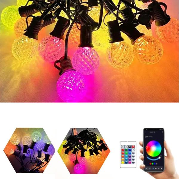 Imagem de Varal 6m 20 LEDs Bolinha USB Cristalizadas RGBW Com Controle e APP  TB1872