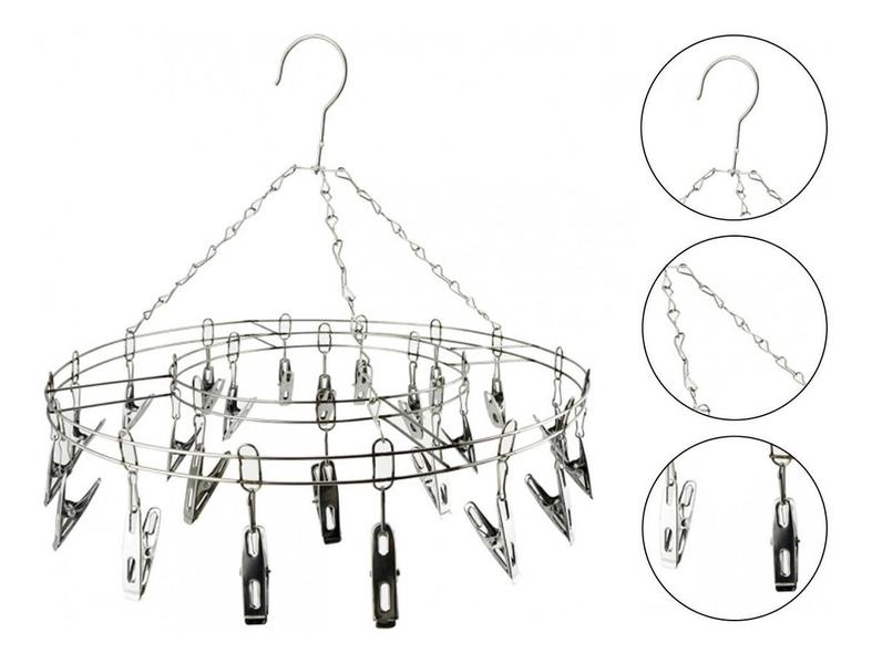 Imagem de Varal Aço Inox Suspenso Roupa Intima 24 Prendedores