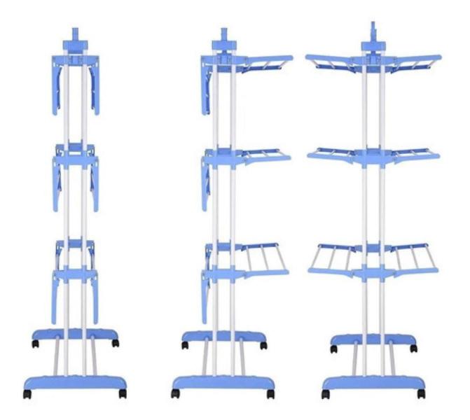 Imagem de Varal Chão Pra Roupa Inox 3 Três Andares Retrátil Cor ul