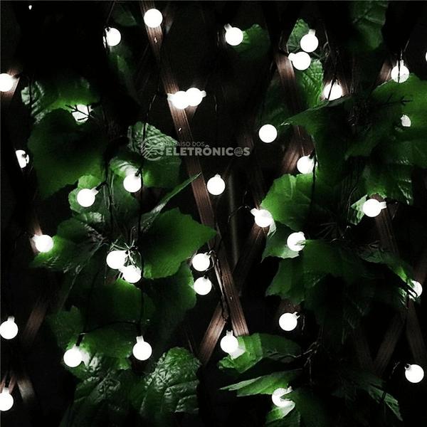 Imagem de Varal Cordão De Lâmpadas 100 Leds Bolinhas Branco Natal Lindo Efeito 601