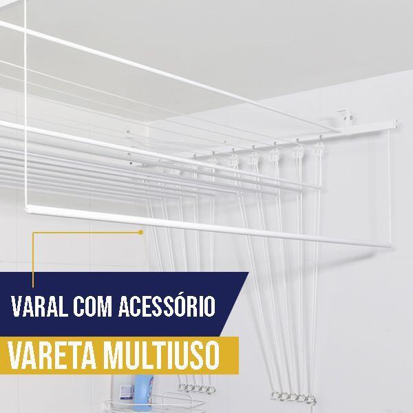 Imagem de Varal de 05 Varetas Individuais 1,20M Kit Vareta Multiuso e Prendedores