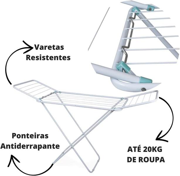 Imagem de Varal de Alumínio Retrátil de Chão com Abas Cor: Prata