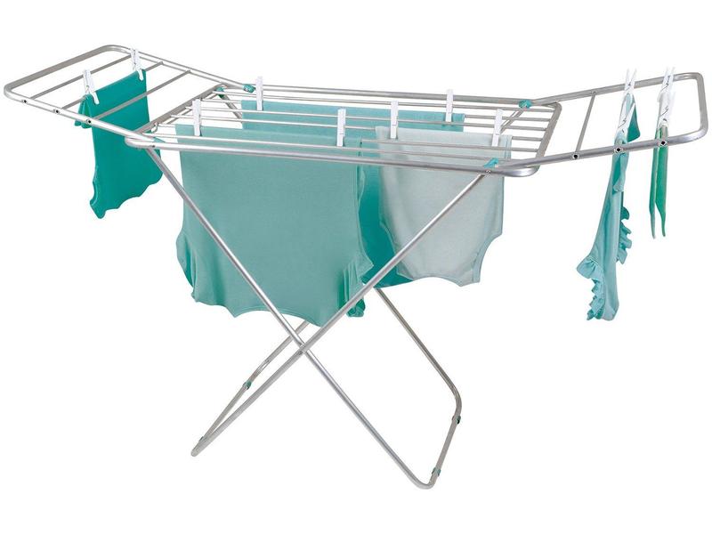 Varal De Chao Aluminio Secar Roupas Lavanderia 1,43m Dobravel Retratil - Mor