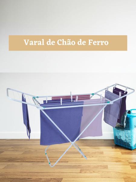 Imagem de Varal de Chão Com Abas Retrátil Aluminio Aço Não Enferruja Roupa Lavanderia Casa Limpeza Doméstica Apartamento