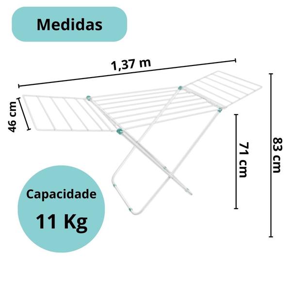 Imagem de Varal de Chão Nápoles Aço Branco com Abas - Secalux by bsmix