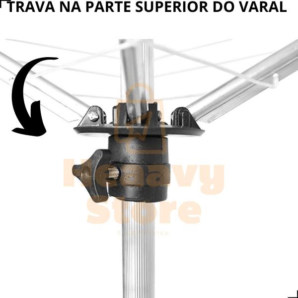 Imagem de Varal de Chão Reforçado 11 Cordas Grande Luxo Parabolico 100% Aluminio Pronta Entrega