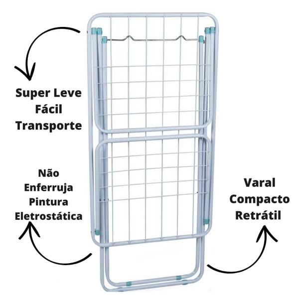 Imagem de Varal De Chão Reforçado Abas Dobrável Retrátil 6604 Maxeb