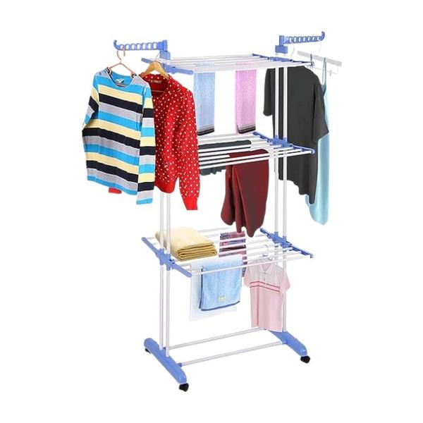 Imagem de Varal de Chão Vertical Dobrável Organizador Roupas 3 Andares