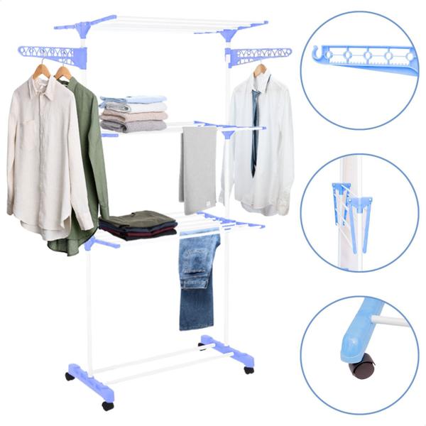 Varal De Chão Vertical Para Roupas 3 Andares Dobrável Portátil Grande Varal De Chão Vertical Para Roupas 3 Andares Dobrável Portátil Grande