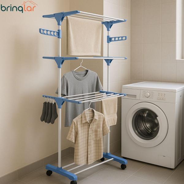 Varal De Chão Vertical Dobrável Portátil 3 Andares