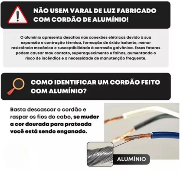 Imagem de Varal De Luz 10 Metros - 10 Soquetes E27 Bivolt Decoração