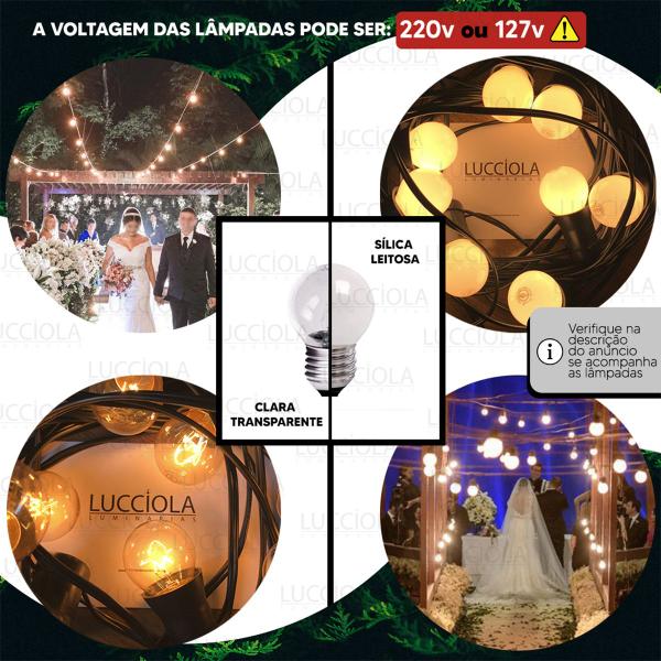 Imagem de Varal de Luzes 30m Cordão de Iluminação Festão 30 mts Gambiarra Prova D'agua 30 Metros (Sem Lâmpadas)