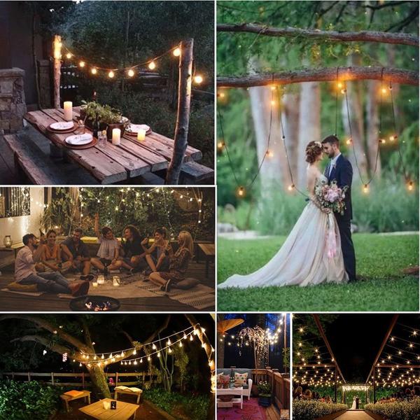 Imagem de Varal De Luzes  50cm 15M Com Lampadas Transp 15w para Decoração em área externa Cordão de Iluminação de casamento noivado eventos ou quintal jardim