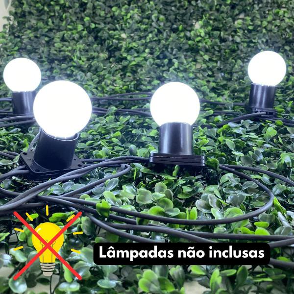 Imagem de Varal de Luzes Preto 50 metros com distância de 1m entre os soquetes