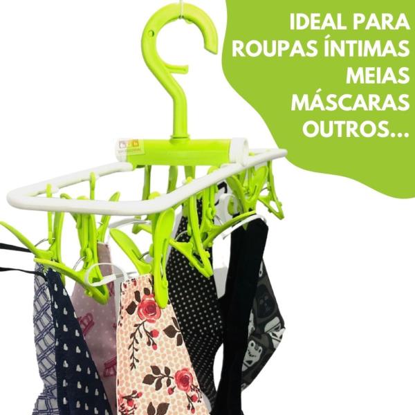 Imagem de Varal De Plástico Com 12 Prendedores De Roupas Lavanderia 