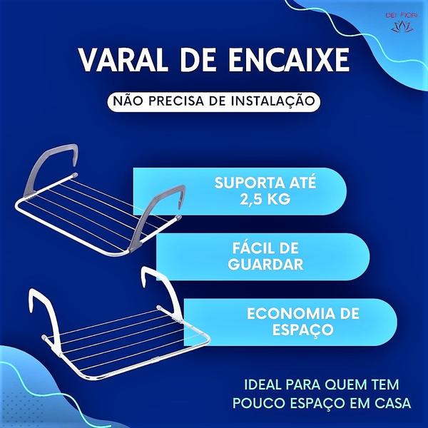 Imagem de Varal de Roupa P/ Pequenos Espaços Porta Janela Box Compacto