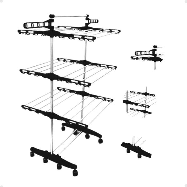 Imagem de Varal De Roupas 3 Andares De Chão Dobrável Pratico
