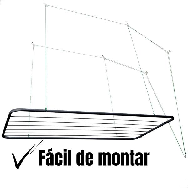 Imagem de Varal de Teto 90 cm Regulávem em Aço Antiferrugem Preto