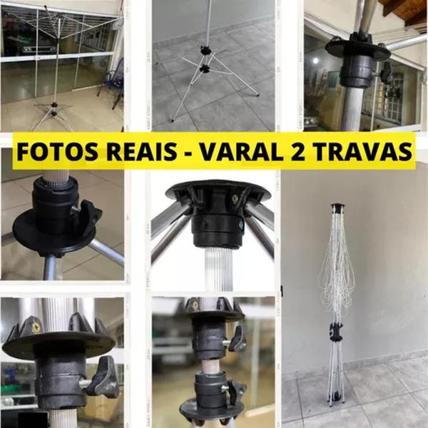 Imagem de Varal Giratorio 9 Cordas De Chão Em Aluminio 100% Resistente