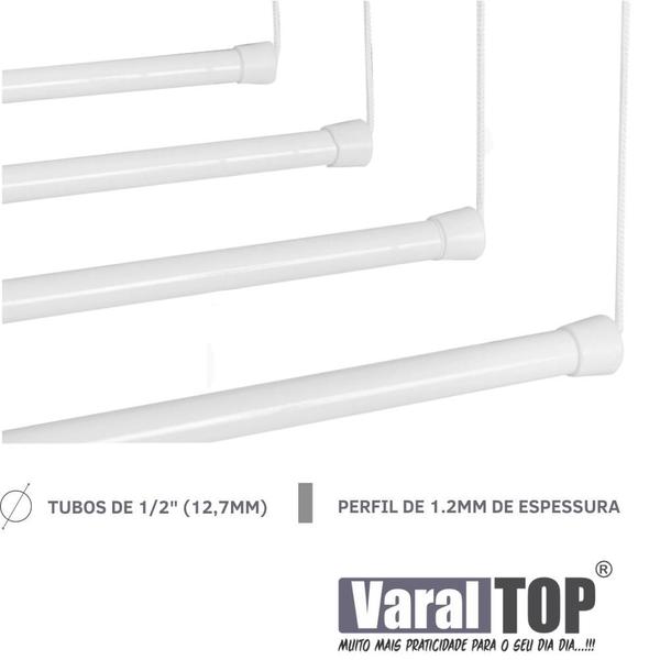 Imagem de Varal Individual De Parede 100cm x 12 Varetas - Em Alumínio Branco