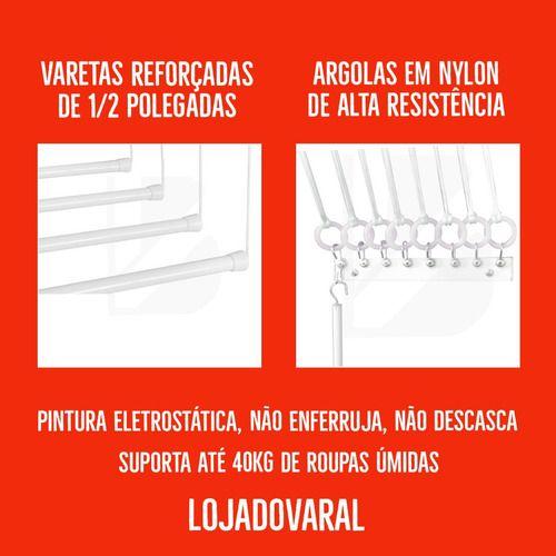 Imagem de Varal Individual De Parede 120cm Com 06 Varetas Em Alumínio