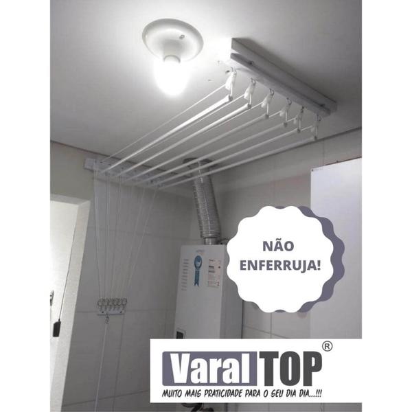 Imagem de Varal Individual De Teto 120cm x 06 Varetas - Em Alumínio Branco