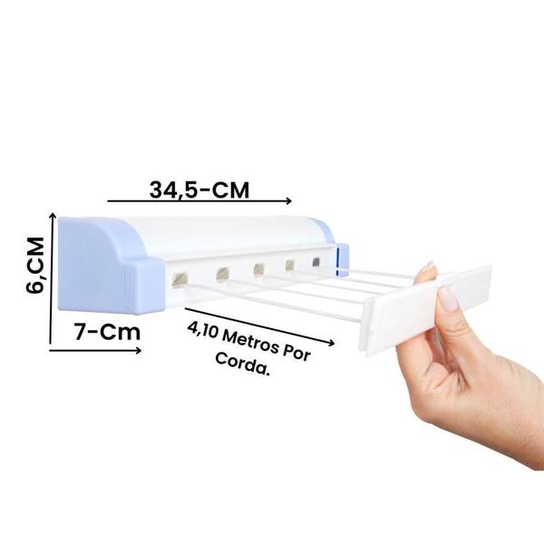 Imagem de Varal Lavanderia Solução Espaço Pratico Retrátil Recolhível