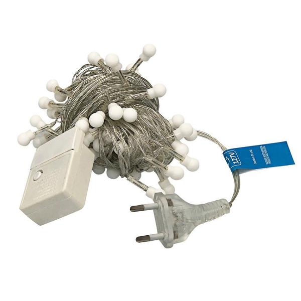 Varal LED Pisca-Pisca de 8 Metros com 8 Funções com 100 Bolinhas Branco Frio 220v - Bering Imagem de Varal LED Pisca-Pisca de 8 Metros com 8 Funções com 100 Bolinhas Branco Frio 220v