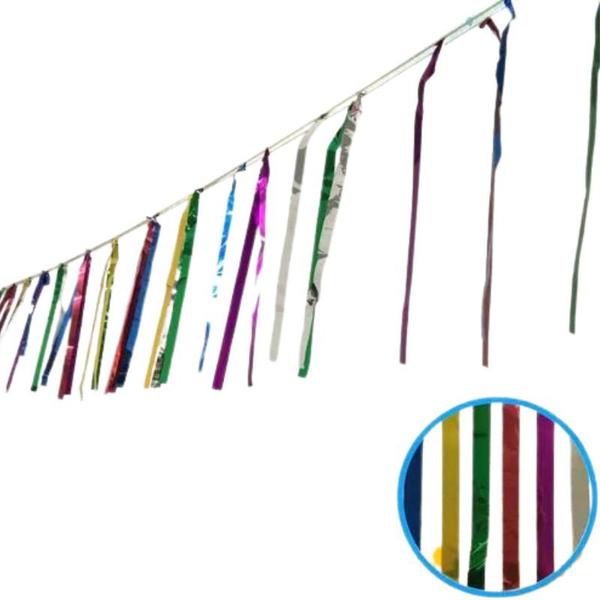 Imagem de Varal Metalóide 10m Enfeite Colorido Fitas Metalizadas