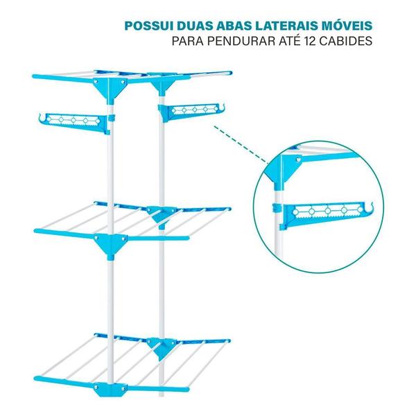 Imagem de Varal Multifuncional De Chão Com Rodinhas - 3 Andares