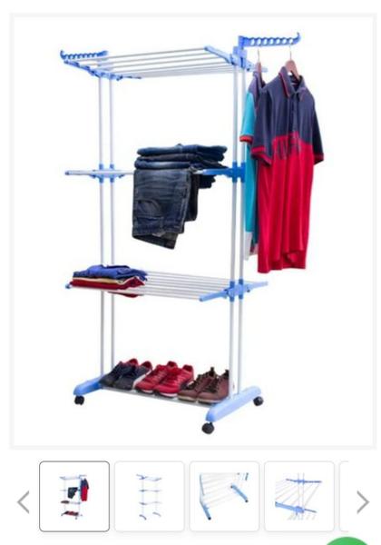 Varal Para Roupas Dobrável De Aço Chão Inoxidável Rodinhas - Toaninni Imagem de Varal Para Roupas Dobrável De Aço Chão Inoxidável Rodinhas