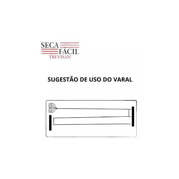 Imagem de Varal Recolhivel Retratil Automatico Parede 30m Nylon De Parede Seca Fácil Trevisan Secalux