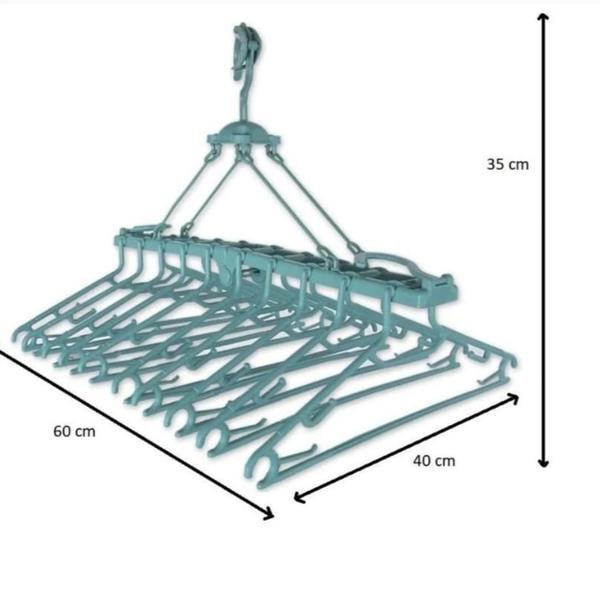 Imagem de Varal Retratil Com 10 Cabides Para Camisa Camiseta Dobravel Resistente