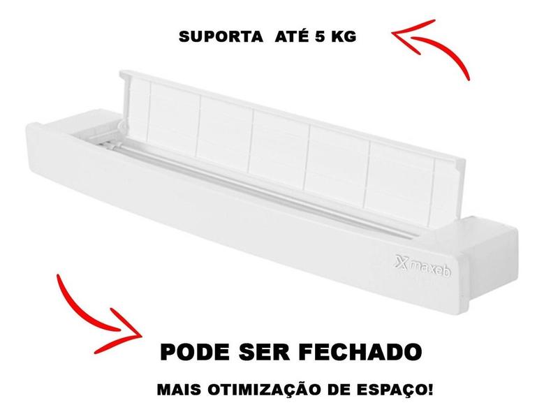 Imagem de Varal Retrátil Mágico Recolhivel Parede 75cm 4 Varetas Maxeb