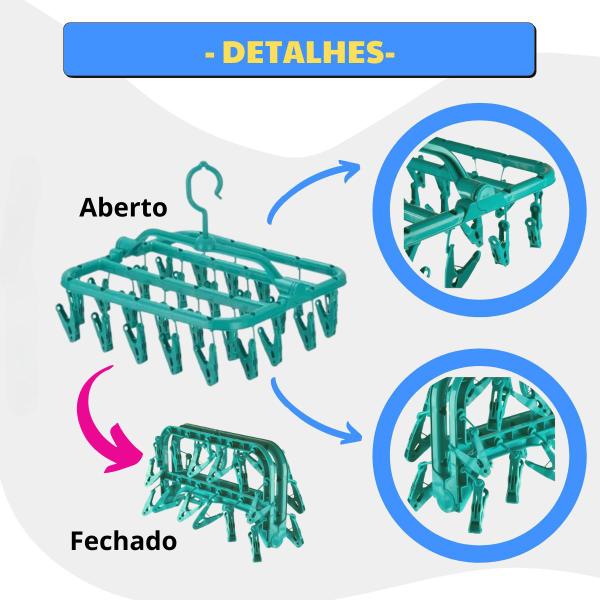 Imagem de Varal Retrátil Multiuso Calcinha Cueca Meias 26 Prendedores