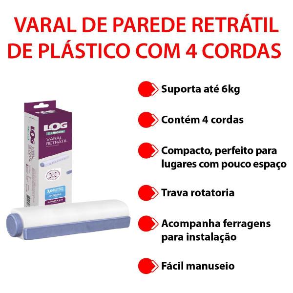 Imagem de Varal Retrátil Parede Pendurar Roupas Apartamento Lavanderia