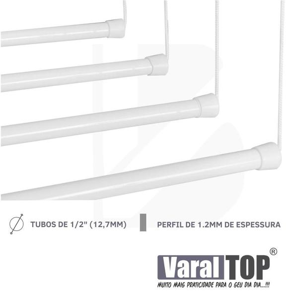 Imagem de Varal Teto Individual 80Cm X 10 Varetas - Em Alumínio Branco