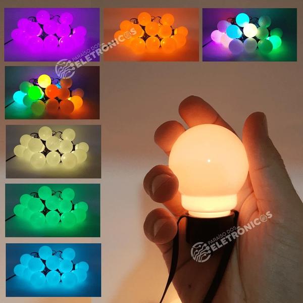 Imagem de Varal Tira Cordão Led Bolinha Coloridas Batidas Musicais App 5V Conexão Via Bluetooth E App TB1871