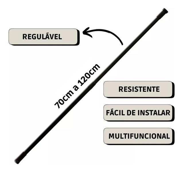 Imagem de Varão Ajustável Extensível 70cm A 1,20m -  Não Enferruja