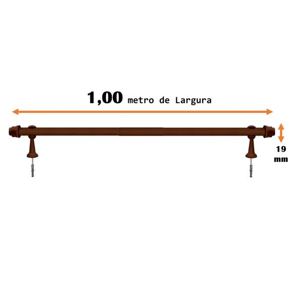 Imagem de Varão Bastão 1 Metro Para Cortinas Simples 19mm Varias Cores